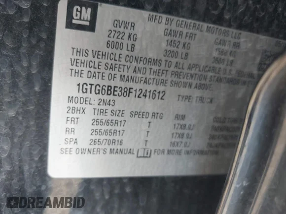 ✅ 2015 GMC Canyon 4WD SLE • VIN: 1GTG6BE38F1241612 • Лот: 45108331. Опубликован ранее на IAAI с пробегом 112 709 миль. Бесплатный доступ к архиву аукционных продаж из США и подробный отчёт об истории автомобиля на DreamBid. Изображение 9.