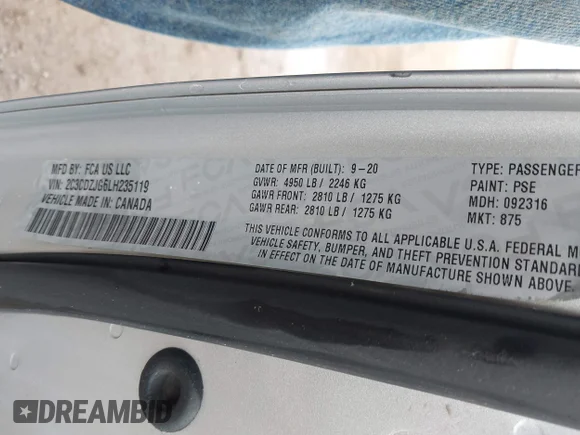 ✅ 2020 Dodge Challenger GT • VIN: 2C3CDZJG6LH235119 • Лот: 43435493. Опубліковано раніше на IAAI з пробігом 78 931 миль. Безкоштовний доступ до архіву аукціонних продажів зі США та докладний звіт про історію автомобіля на DreamBid. Зображення 9.