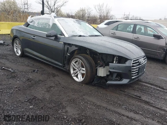 ✅ 2019 Audi A5 Cabriolet Premium Plus • VIN: WAUYNGF57KN000600 • Лот: 42002628. Опубликован ранее на IAAI с пробегом 46 663 миль. Бесплатный доступ к архиву аукционных продаж из США и подробный отчёт об истории автомобиля на DreamBid. Изображение 1.