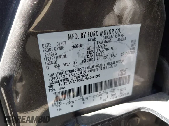 ✅ 2008 Ford F-250 XL • VIN: 1FTSW21RX8EA04135 • Lot: 44495359. Wystawiony na IAAI z przebiegiem 150 039 mil. Bezpłatny archiwum sprzedaży aukcyjnych z USA i szczegółowy raport historii pojazdu na DreamBid. Zdjęcie 9.