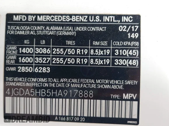 ✅ 2017 Mercedes-Benz GLE 350 • VIN: 4JGDA5HB5HA917888 • Lot: 45127187. Wystawiony na IAAI z przebiegiem 160 309 mil. Bezpłatny archiwum sprzedaży aukcyjnych z USA i szczegółowy raport historii pojazdu na DreamBid. Zdjęcie 9.