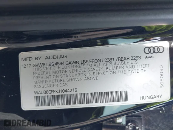 ✅ 2018 Audi A3 Premium • VIN: WAUB8GFFXJ1044215 • Lot: 42119958. Listed on IAAI with 127,253 mi. Free auction sales archive from the USA and detailed vehicle history report at DreamBid. Image 9.