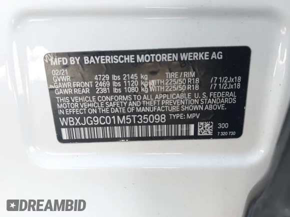 ✅ 2021 BMW X1 xDrive28i • VIN: WBXJG9C01M5T35098 • Лот: 42595247. Опубликован ранее на IAAI с пробегом 43 239 миль. Бесплатный доступ к архиву аукционных продаж из США и подробный отчёт об истории автомобиля на DreamBid. Изображение 9.