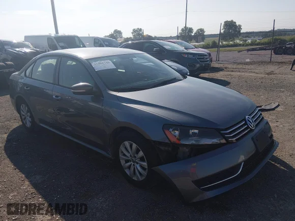 ✅ 2013 Volkswagen Passat S • VIN: 1VWAH7A35DC037738 • Lot: 45368749. Listed on IAAI with 155,668 mi. Free auction sales archive from the USA and detailed vehicle history report at DreamBid. Image 1.