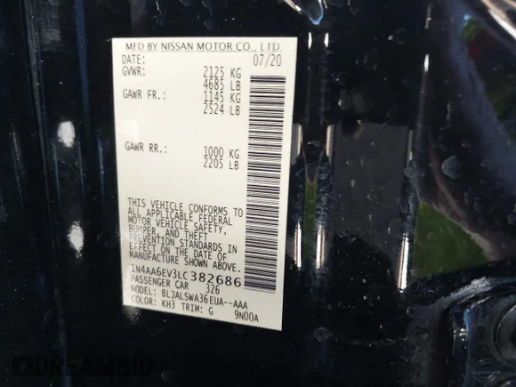 ✅ 2020 Nissan Maxima SR • VIN: 1N4AA6EV3LC382686 • Lot: 44148114. Wystawiony na IAAI z przebiegiem 72 013 mil. Bezpłatny archiwum sprzedaży aukcyjnych z USA i szczegółowy raport historii pojazdu na DreamBid. Zdjęcie 9.