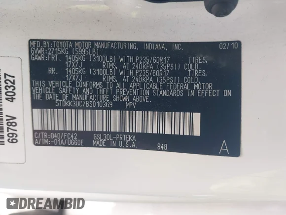 ✅ 2011 Toyota Sienna LE AAS • VIN: 5TDKK3DC7BS010369 • Lot: 44128605. Wystawiony na IAAI z przebiegiem 190 981 mil. Bezpłatny archiwum sprzedaży aukcyjnych z USA i szczegółowy raport historii pojazdu na DreamBid. Zdjęcie 9.