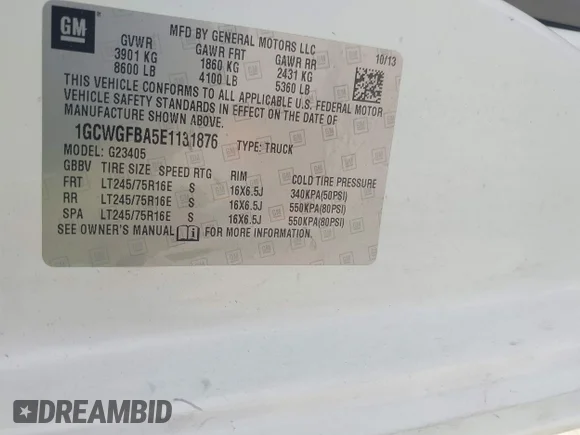 ✅ 2014 Chevrolet Express Cargo • VIN: 1GCWGFBA5E1131876 • Lot: 42970702. Wystawiony na IAAI z przebiegiem 212 645 mil. Bezpłatny archiwum sprzedaży aukcyjnych z USA i szczegółowy raport historii pojazdu na DreamBid. Zdjęcie 9.