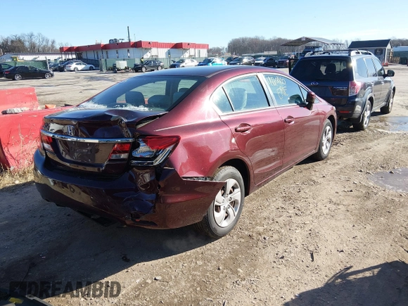 ✅ 2015 Honda Civic LX • VIN: 19XFB2F53FE271900 • Lot: 44201100. Wystawiony na IAAI z przebiegiem 159 431 mil. Bezpłatny archiwum sprzedaży aukcyjnych z USA i szczegółowy raport historii pojazdu na DreamBid. Zdjęcie 4.