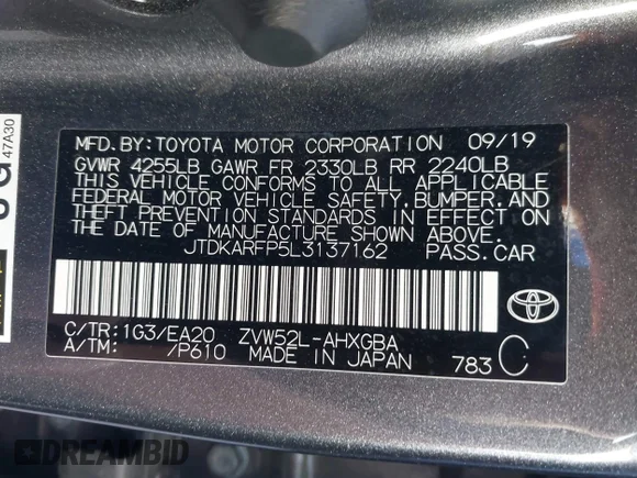 ✅ 2020 Toyota Prius Limited • VIN: JTDKARFP5L3137162 • Lot: 44495981. Wystawiony na IAAI z przebiegiem 98 924 mil. Bezpłatny archiwum sprzedaży aukcyjnych z USA i szczegółowy raport historii pojazdu na DreamBid. Zdjęcie 9.