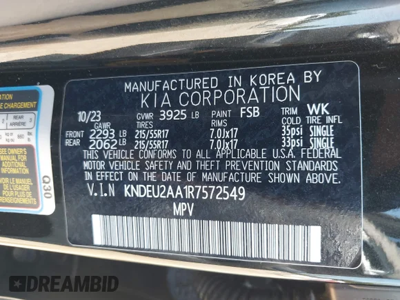 ✅ 2024 Kia Seltos S • VIN: KNDEU2AA1R7572549 • Lot: 43170008. Wystawiony na IAAI z przebiegiem 24 964 mil. Bezpłatny archiwum sprzedaży aukcyjnych z USA i szczegółowy raport historii pojazdu na DreamBid. Zdjęcie 9.