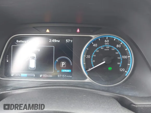 ✅ 2019 Nissan LEAF SV Plus • VIN: 1N4BZ1CP2KC321297 • Lot: 43458938. Wystawiony na IAAI z przebiegiem 97 151 mil. Bezpłatny archiwum sprzedaży aukcyjnych z USA i szczegółowy raport historii pojazdu na DreamBid. Zdjęcie 7.