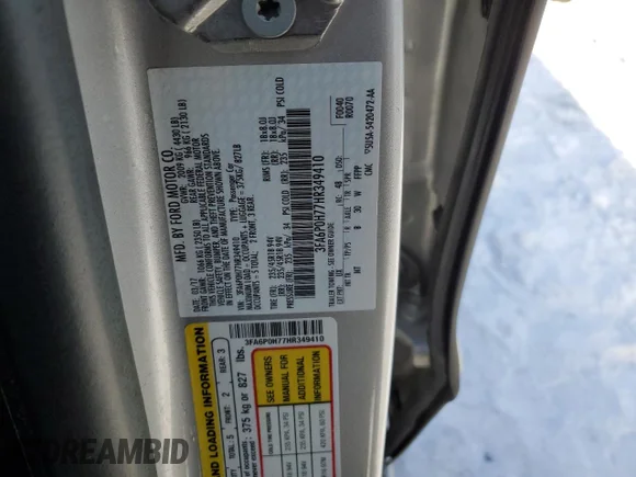 ✅ 2017 Ford Fusion SE • VIN: 3FA6P0H77HR349410 • Лот: 72481632. Опубликован ранее на Copart с пробегом 96 096 миль. Бесплатный доступ к архиву аукционных продаж из США и подробный отчёт об истории автомобиля на DreamBid. Изображение 12.