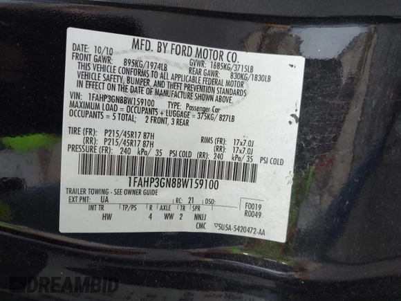 ✅ 2011 Ford Focus SES • VIN: 1FAHP3GN8BW159100 • Lot: 43399169. Wystawiony na IAAI z przebiegiem Nie podano. Bezpłatny archiwum sprzedaży aukcyjnych z USA i szczegółowy raport historii pojazdu na DreamBid. Zdjęcie 9.