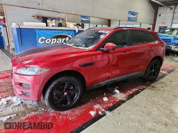 ✅ 2018 Jaguar F-Pace 25t Premium • VIN: SADCJ2FX9JA257569 • Lot: 63971655. Listed on Copart with 119,658 mi. Free auction sales archive from the USA and detailed vehicle history report at DreamBid. Image 1.
