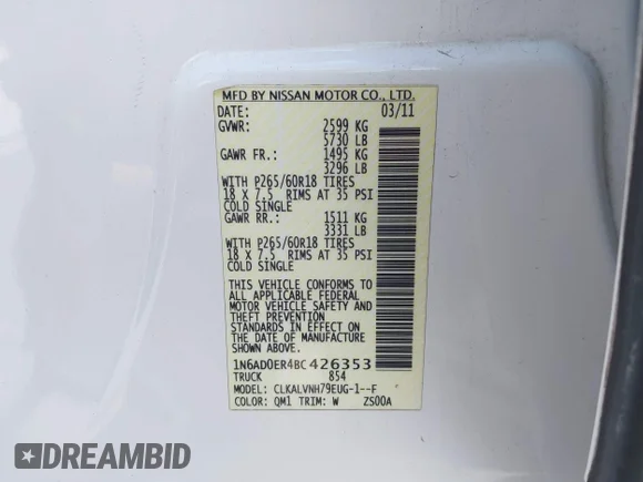 ✅ 2011 Nissan Frontier SV • VIN: 1N6AD0ER4BC426353 • Lot: 43126338. Wystawiony na IAAI z przebiegiem 188 857 mil. Bezpłatny archiwum sprzedaży aukcyjnych z USA i szczegółowy raport historii pojazdu na DreamBid. Zdjęcie 9.