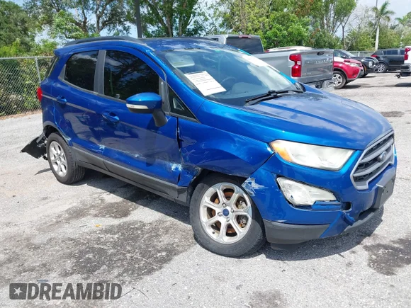 ✅ 2019 Ford EcoSport SE • VIN: MAJ3S2GE5KC261829 • Lot: 45011374. Listed on IAAI with 97,016 mi. Free auction sales archive from the USA and detailed vehicle history report at DreamBid. Image 1.