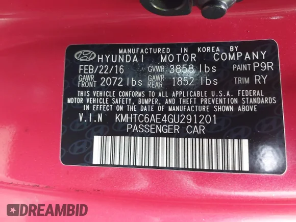 ✅ 2016 Hyundai Veloster Turbo Rally Edition • VIN: KMHTC6AE4GU291201 • Lot: 41733692. Wystawiony na IAAI z przebiegiem 159 566 mil. Bezpłatny archiwum sprzedaży aukcyjnych z USA i szczegółowy raport historii pojazdu na DreamBid. Zdjęcie 9.