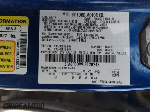✅ 2018 Ford Fusion Titanium • VIN: 3FA6P0D99JR128243 • Lot: 44690922. Wystawiony na IAAI z przebiegiem 185 441 mil. Bezpłatny archiwum sprzedaży aukcyjnych z USA i szczegółowy raport historii pojazdu na DreamBid. Zdjęcie 9.