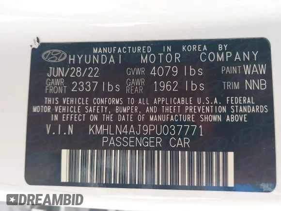 ✅ 2023 Hyundai Elantra Limited • VIN: KMHLN4AJ9PU037771 • Lot: 45124291. Wystawiony na IAAI z przebiegiem 111 645 mil. Bezpłatny archiwum sprzedaży aukcyjnych z USA i szczegółowy raport historii pojazdu na DreamBid. Zdjęcie 9.