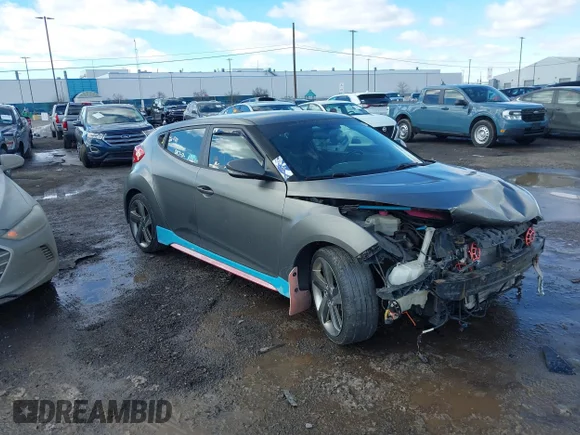 ✅ 2014 Hyundai Veloster Turbo • VIN: KMHTC6AE9EU186005 • Lot: 41750656. Wystawiony na IAAI z przebiegiem 98 237 mil. Bezpłatny archiwum sprzedaży aukcyjnych z USA i szczegółowy raport historii pojazdu na DreamBid. Zdjęcie 1.