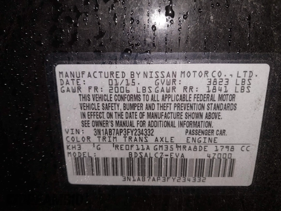 ✅ 2015 Nissan Sentra SR • VIN: 3N1AB7AP3FY234332 • Lot: 43879371. Wystawiony na IAAI z przebiegiem 121 380 mil. Bezpłatny archiwum sprzedaży aukcyjnych z USA i szczegółowy raport historii pojazdu na DreamBid. Zdjęcie 9.