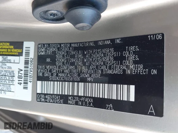 ✅ 2006 Toyota Sienna CE • VIN: 5TDZA23C76S581606 • Lot: 45262905. Wystawiony na IAAI z przebiegiem 318 882 mil. Bezpłatny archiwum sprzedaży aukcyjnych z USA i szczegółowy raport historii pojazdu na DreamBid. Zdjęcie 9.