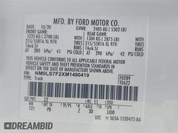 ✅ 2021 Ford Transit Connect XLT • VIN: NM0LS7F2XM1490419 • Лот: 41521701. Опубліковано раніше на IAAI з пробігом 137 704 миль. Безкоштовний доступ до архіву аукціонних продажів зі США та докладний звіт про історію автомобіля на DreamBid. Зображення 9.