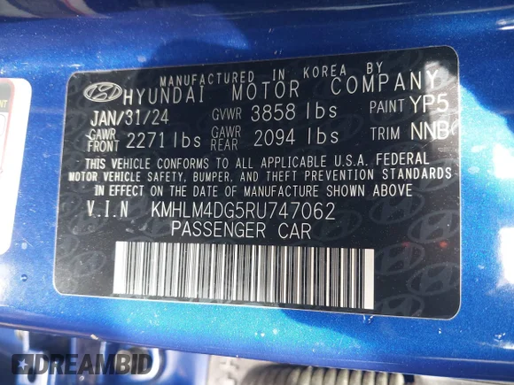 ✅ 2024 Hyundai Elantra SEL • VIN: KMHLM4DG5RU747062 • Лот: 44399380. Опубликован ранее на IAAI с пробегом 12 484 миль. Бесплатный доступ к архиву аукционных продаж из США и подробный отчёт об истории автомобиля на DreamBid. Изображение 9.