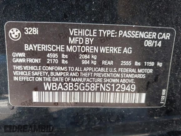 ✅ 2015 BMW 3 Series 328i xDrive • VIN: WBA3B5G58FNS12949 • Lot: 43506218. Wystawiony na IAAI z przebiegiem 153 627 mil. Bezpłatny archiwum sprzedaży aukcyjnych z USA i szczegółowy raport historii pojazdu na DreamBid. Zdjęcie 9.
