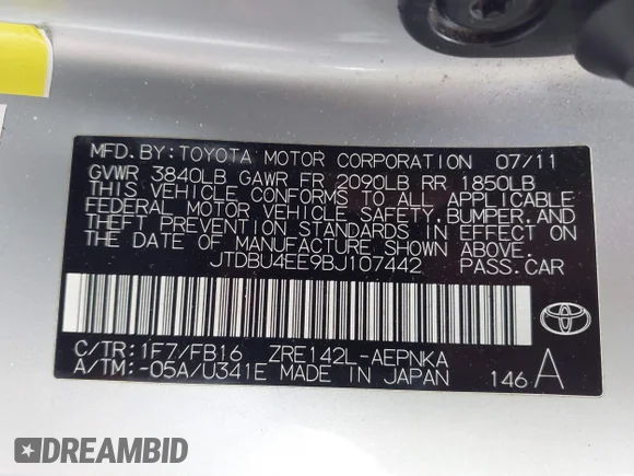 ✅ 2011 Toyota Corolla LE • VIN: JTDBU4EE9BJ107442 • Lot: 44569900. Listed on IAAI with 184,047 mi. Free auction sales archive from the USA and detailed vehicle history report at DreamBid. Image 9.
