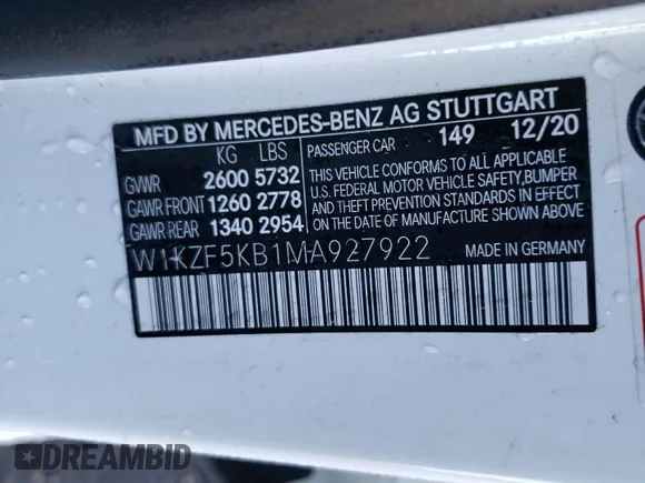 ✅ 2021 Mercedes-Benz E 450 • VIN: W1KZF5KB1MA927922 • Lot: 71623172. Listed on Copart with 15,603 mi. Free auction sales archive from the USA and detailed vehicle history report at DreamBid. Image 13.