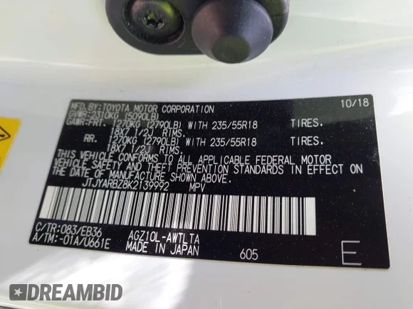 ✅ 2019 Lexus NX 300 • VIN: JTJYARBZ8K2139992 • Lot: 44640896. Listed on IAAI with 64,689 mi. Free auction sales archive from the USA and detailed vehicle history report at DreamBid. Image 9.