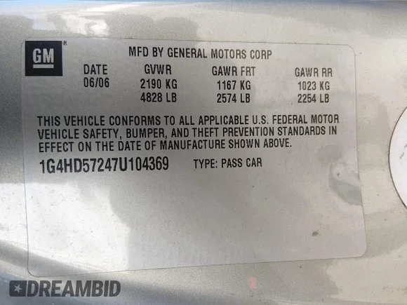 ✅ 2007 Buick Lucerne CXL • VIN: 1G4HD57247U104369 • Lot: 44266461. Wystawiony na IAAI z przebiegiem 111 089 mil. Bezpłatny archiwum sprzedaży aukcyjnych z USA i szczegółowy raport historii pojazdu na DreamBid. Zdjęcie 9.