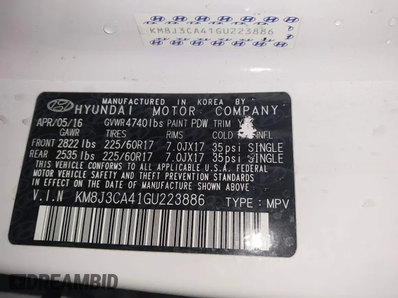 ✅ 2016 Hyundai Tucson SE • VIN: KM8J3CA41GU223886 • Lot: 44047415. Wystawiony na IAAI z przebiegiem 93 458 mil. Bezpłatny archiwum sprzedaży aukcyjnych z USA i szczegółowy raport historii pojazdu na DreamBid. Zdjęcie 9.