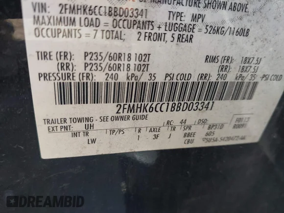 ✅ 2011 Ford Flex SEL • VIN: 2FMHK6CC1BBD03341 • Лот: 42564150. Опубліковано раніше на IAAI з пробігом 178 870 миль. Безкоштовний доступ до архіву аукціонних продажів зі США та докладний звіт про історію автомобіля на DreamBid. Зображення 9.