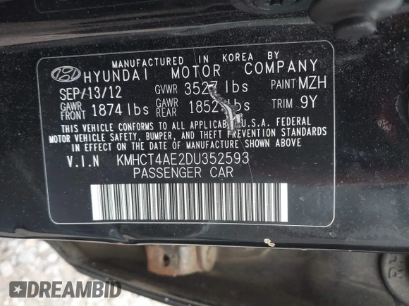 ✅ 2013 Hyundai Accent GLS • VIN: KMHCT4AE2DU352593 • Лот: 45432239. Опубликован ранее на IAAI с пробегом 116 201 миль. Бесплатный доступ к архиву аукционных продаж из США и подробный отчёт об истории автомобиля на DreamBid. Изображение 9.