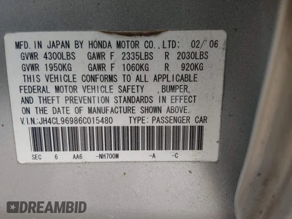 ✅ 2006 Acura TSX Navi • VIN: JH4CL96986C015480 • Lot: 44383849. Wystawiony na IAAI z przebiegiem 164 890 mil. Bezpłatny archiwum sprzedaży aukcyjnych z USA i szczegółowy raport historii pojazdu na DreamBid. Zdjęcie 9.