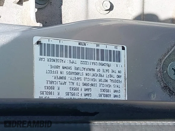 ✅ 2006 Honda Accord VP • VIN: 1HGCM56126A112222 • Lot: 42537727. Wystawiony na IAAI z przebiegiem 183 946 mil. Bezpłatny archiwum sprzedaży aukcyjnych z USA i szczegółowy raport historii pojazdu na DreamBid. Zdjęcie 9.