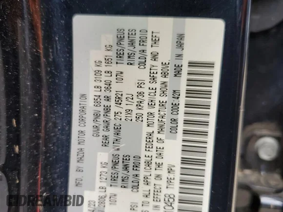 ✅ 2024 Mazda CX-90 Premium • VIN: JM3KKDHD3R1110458 • Lot: 64229134. Wystawiony na Copart z przebiegiem Nie podano. Bezpłatny archiwum sprzedaży aukcyjnych z USA i szczegółowy raport historii pojazdu na DreamBid. Zdjęcie 12.