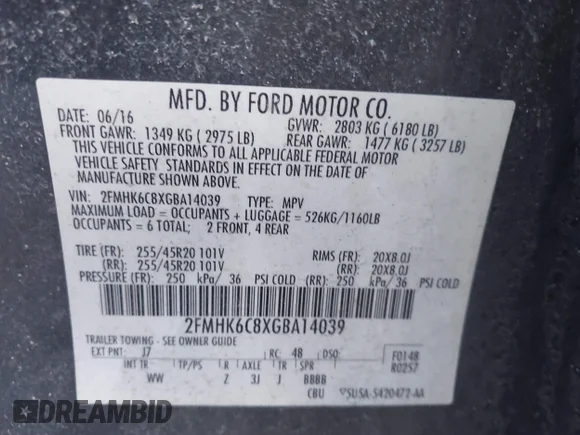 ✅ 2016 Ford Flex SEL • VIN: 2FMHK6C8XGBA14039 • Лот: 41289942. Опубліковано раніше на IAAI з пробігом 132 837 миль. Безкоштовний доступ до архіву аукціонних продажів зі США та докладний звіт про історію автомобіля на DreamBid. Зображення 9.