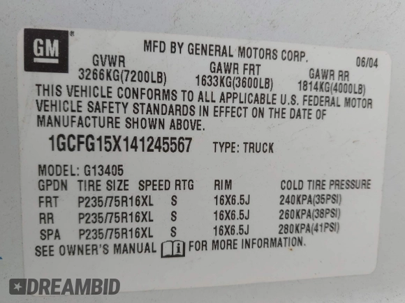 ✅ 2004 Chevrolet Express Cargo • VIN: 1GCFG15X141245567 • Lot: 43040215. Wystawiony na IAAI z przebiegiem 125 579 mil. Bezpłatny archiwum sprzedaży aukcyjnych z USA i szczegółowy raport historii pojazdu na DreamBid. Zdjęcie 9.