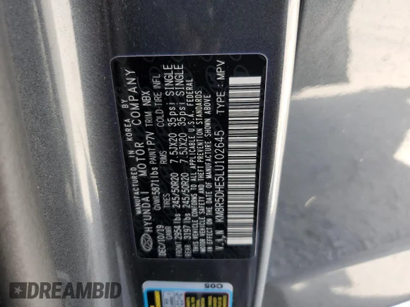 ✅ 2020 Hyundai Palisade Limited • VIN: KM8R5DHE5LU102645 • Lot: 64736892. Wystawiony na Copart z przebiegiem Nie podano. Bezpłatny archiwum sprzedaży aukcyjnych z USA i szczegółowy raport historii pojazdu na DreamBid. Zdjęcie 10.