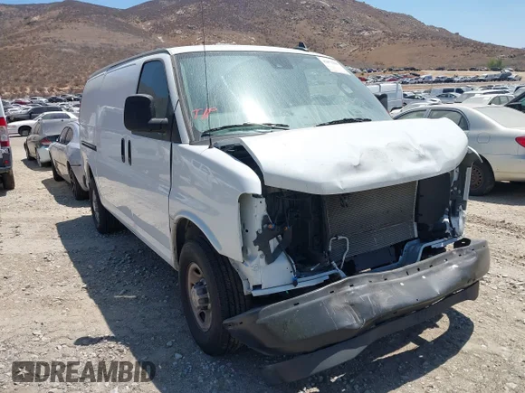 ✅ 2024 Chevrolet Express Cargo • VIN: 1GCWGAF78R1140501 • Lot: 42875187. Listed on IAAI with 23,360 mi. Free auction sales archive from the USA and detailed vehicle history report at DreamBid. Image 1.