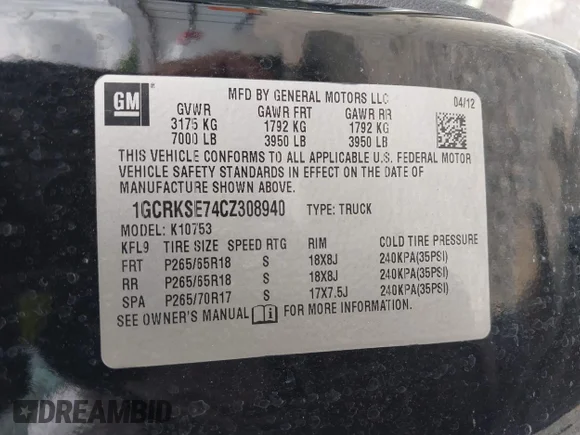 ✅ 2012 Chevrolet Silverado 1500 LT • VIN: 1GCRKSE74CZ308940 • Lot: 45273346. Wystawiony na IAAI z przebiegiem 213 368 mil. Bezpłatny archiwum sprzedaży aukcyjnych z USA i szczegółowy raport historii pojazdu na DreamBid. Zdjęcie 9.