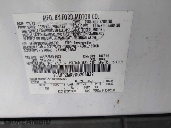 ✅ 2013 Ford Police Interceptor • VIN: 1FAHP2MK9DG206832 • Lot: 44177226. Listed on IAAI with 117,376 mi. Free auction sales archive from the USA and detailed vehicle history report at DreamBid. Image 9.