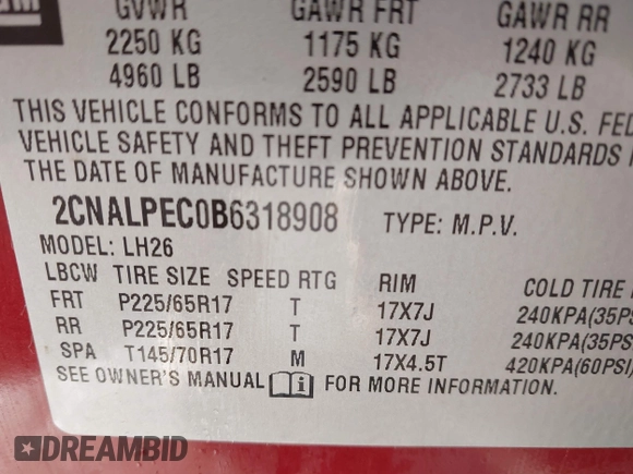 ✅ 2011 Chevrolet Equinox 2LT • VIN: 2CNALPEC0B6318908 • Lot: 43703435. Wystawiony na IAAI z przebiegiem 140 886 mil. Bezpłatny archiwum sprzedaży aukcyjnych z USA i szczegółowy raport historii pojazdu na DreamBid. Zdjęcie 9.