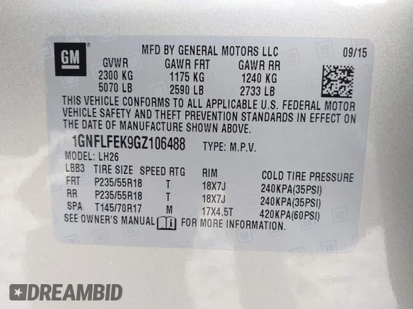 ✅ 2016 Chevrolet Equinox LT • VIN: 1GNFLFEK9GZ106488 • Lot: 44209386. Wystawiony na IAAI z przebiegiem 66 729 mil. Bezpłatny archiwum sprzedaży aukcyjnych z USA i szczegółowy raport historii pojazdu na DreamBid. Zdjęcie 9.