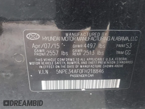 ✅ 2015 Hyundai Sonata Sport • VIN: 5NPE34AF0FH218846 • Lot: 44321229. Wystawiony na IAAI z przebiegiem 199 973 mil. Bezpłatny archiwum sprzedaży aukcyjnych z USA i szczegółowy raport historii pojazdu na DreamBid. Zdjęcie 9.