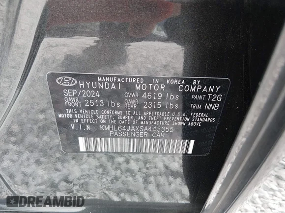 ✅ 2025 Hyundai Sonata SEL • VIN: KMHL64JAXSA443355 • Lot: 44923422. Wystawiony na IAAI z przebiegiem 44 898 mil. Bezpłatny archiwum sprzedaży aukcyjnych z USA i szczegółowy raport historii pojazdu na DreamBid. Zdjęcie 9.
