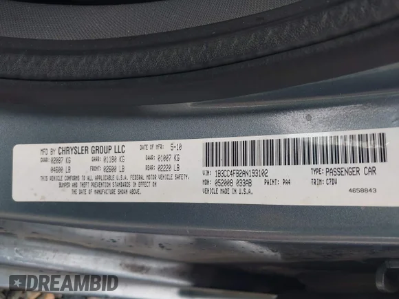 ✅ 2010 Dodge Avenger SXT • VIN: 1B3CC4FB2AN193102 • Lot: 42920273. Listed on IAAI with 136,841 mi. Free auction sales archive from the USA and detailed vehicle history report at DreamBid. Image 9.